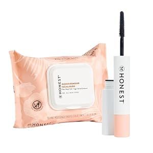 Honest Beauty Extreme Length Volumizing Clean Mascara + Makeup Remover Facial Wipes Bundle | EWG Verified + Cruelty Free | 0.27 fl oz, 30 Count