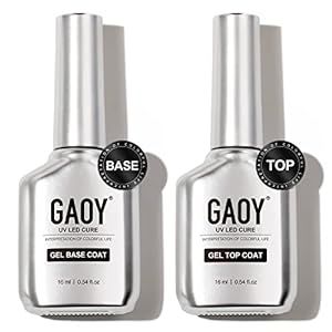 GAOY 16ml 2 Pcs Glassy Gel Top Coat and Base Coat Set,No Wipe Foundation Combination for UV Light Cure Nail Polish