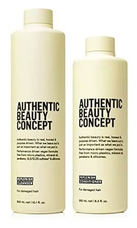 Authentic Beauty Concept Replenish Cleanser & Conditioner Set | Shampoo + Conditioner | Damaged Hair | Nourishes & Strengthens Hair | Vegan & Cruelty-free | Sulfate-free | 10.1 fl. oz. & 8.4 fl. oz.