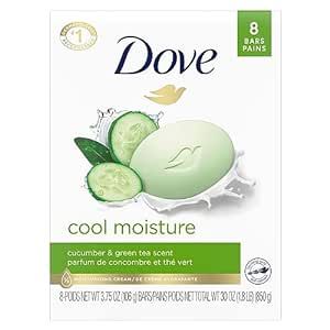 Dove Skin Care Beauty Bar For Softer Skin Cucumber And Green Tea More Moisturizing Than Bar Soap 3.75 oz, 8 Bars