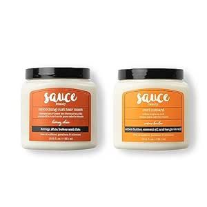 SAUCE BEAUTY Honey Chia Smoothing Curl Mask & Crème Brulee Curling Custard - Curly Hair Mask & Curl-Defining Cream - Hydrating & Taming Products for Naturally Curly Hair