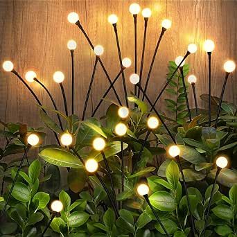Brightever Upgraded Solar Lights Outdoor Waterproof - Swaying Solar Garden Lights, Firefly Lights with Highly Flexible Copper Wires, Yard Pathway Christmas Landscape Stake Lights, 2 Packs