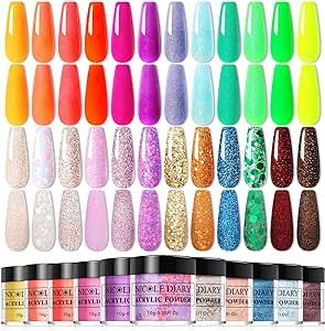 NICOLE DIARY 24 Colors Acrylic Powder System for French Manicure, DIY Nail Art, Beauty Gift Sets