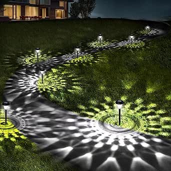 ornesign Ultra Bright Solar Lights Outdoor Waterproof 8 Pack, 100% Faster Charge Solar Lights for Outside with Vibrant Mandala Pattern, Solar Pathway Garden Lights Up to 12H Auto On/Off